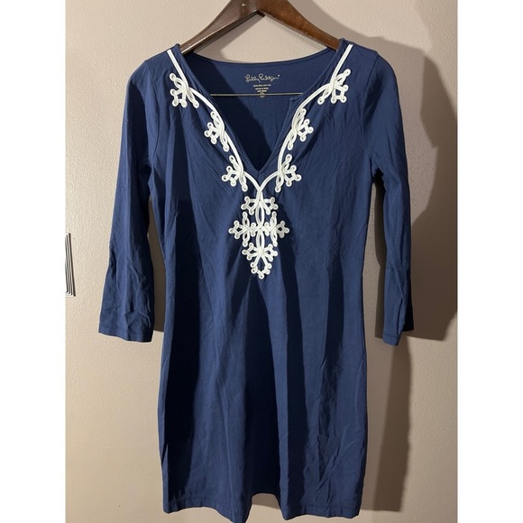 Lilly Pulitzer Blue Tunic Dress with White Embroidery - Picture 1 of 3